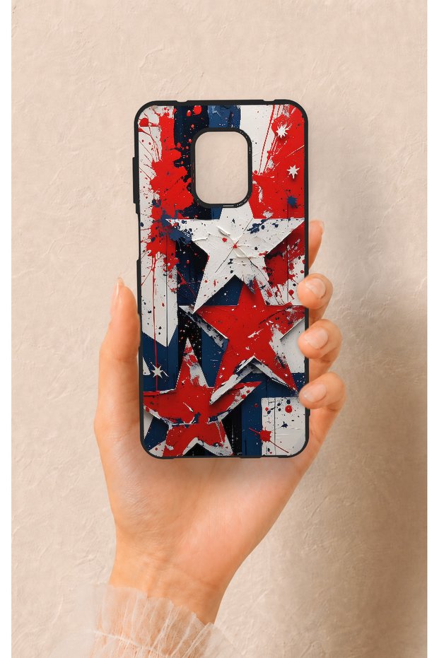 Redmi Note 9 Pro 9S Compatible Star Flag Patterned Silicone Case