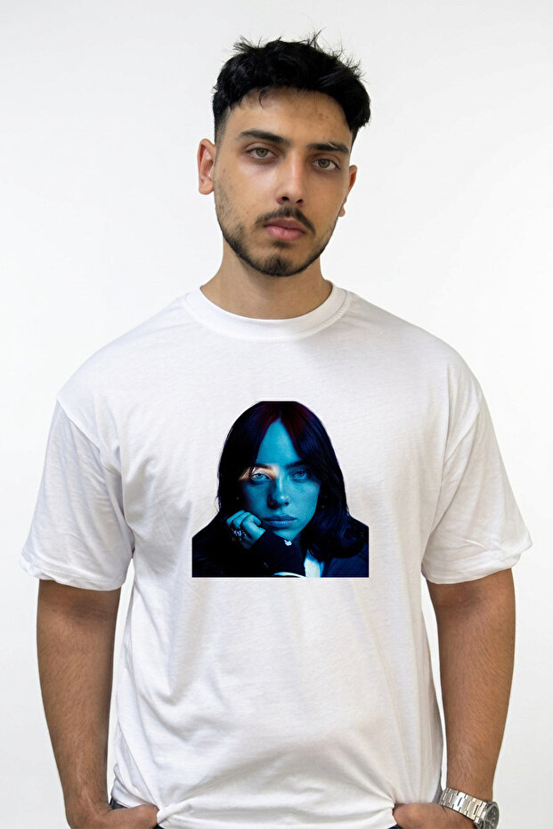 Billie Eilish_1 Design Printed Oversize White T-Shirt