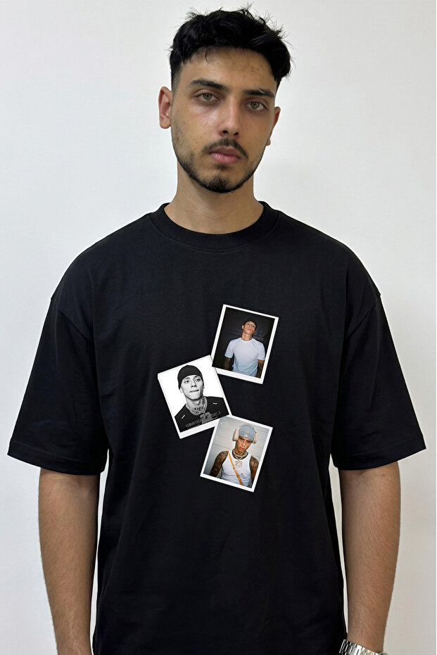 Central Cee_53 Design Printed Oversize Black T-Shirt