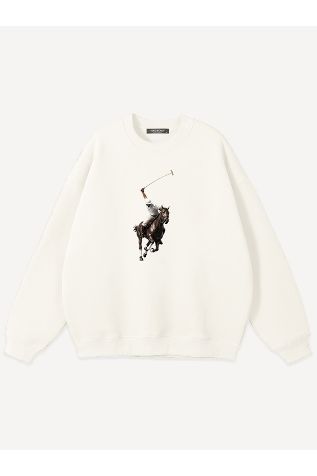Unisex Cowboy Athlete Printed Crew Neck Oversize Sweatshirt
