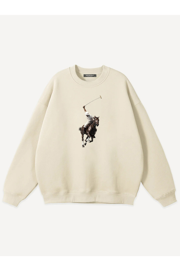 Unisex Cowboy Athlete Printed Crew Neck Oversize Sweatshirt