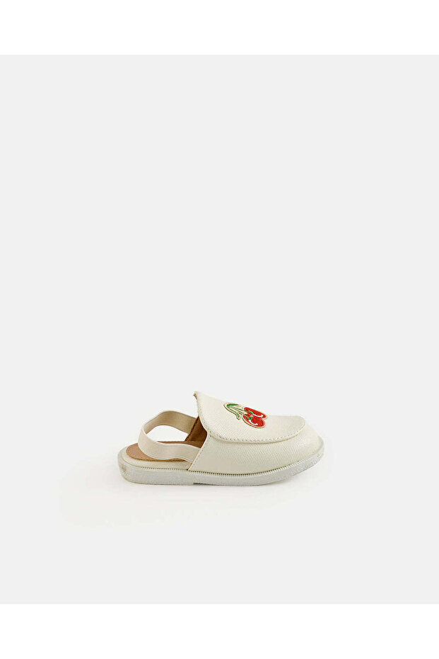 Girls Cream Flower Print Mule
