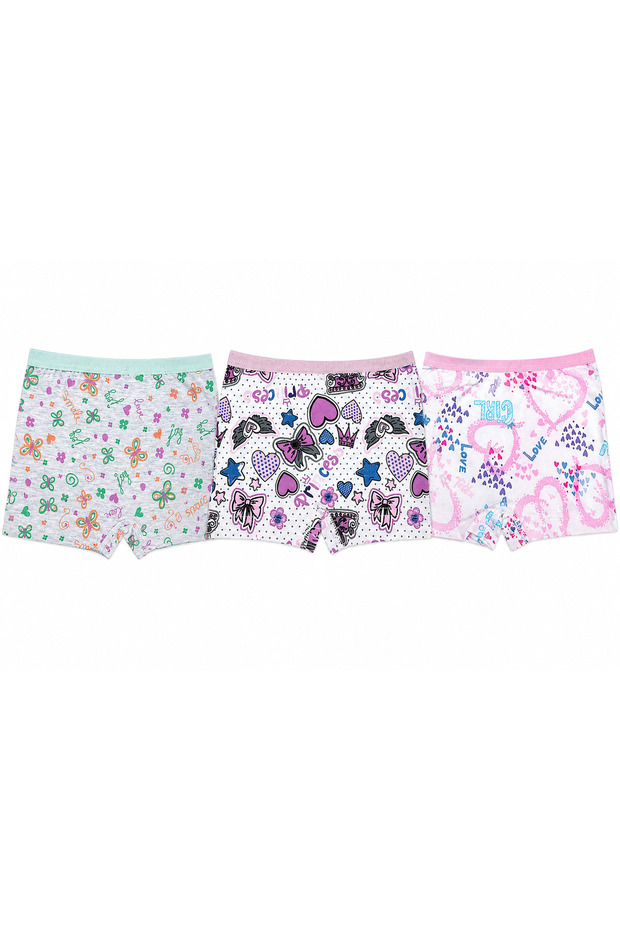 Girl's Elastane Printed Shorts Set of 3
