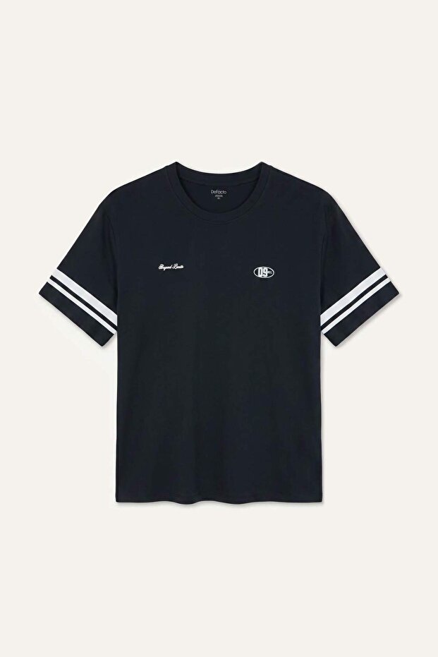 100% Cotton Regular Fit Large Size Printed Short Sleeve T-Shirt H1157Ax26Sm