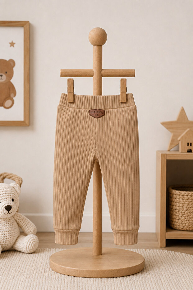 100% Cotton Ribbed Baby Bottoms Brown