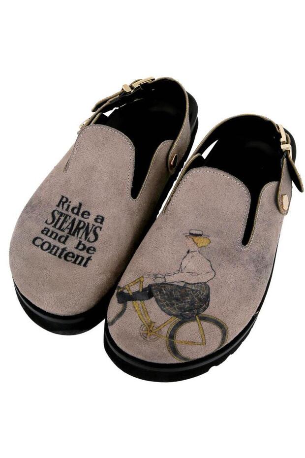Women's Vegan Leather Gray Slippers - Rider Woman Design