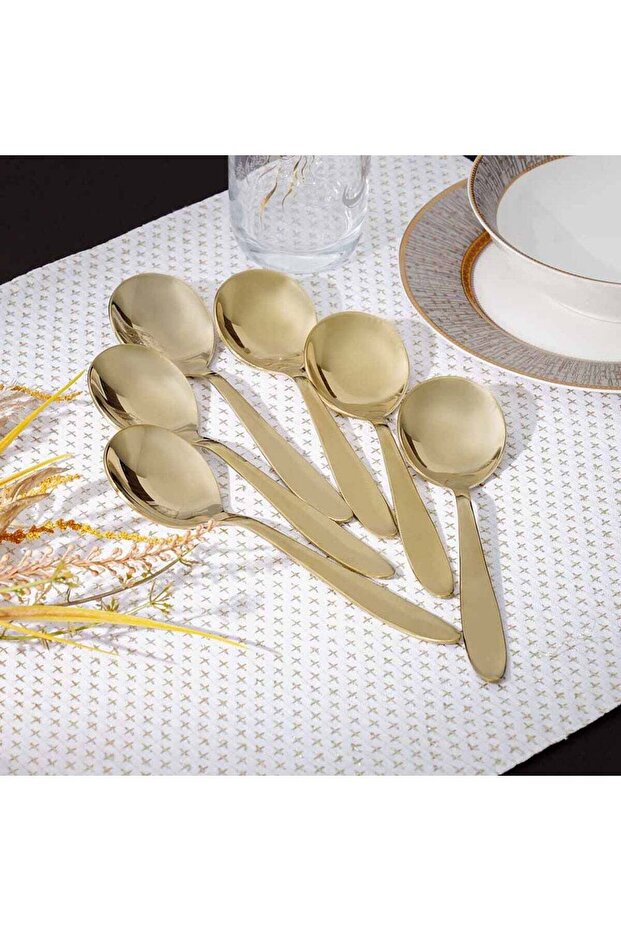 Pvd Lotus 6-Piece Soup Spoon Gold 18 X 4.4CM