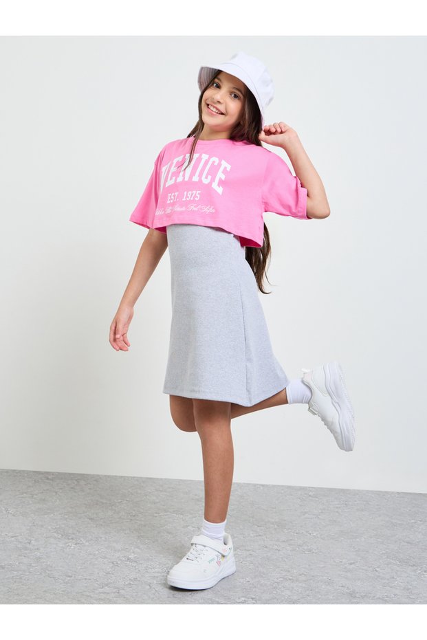 Teen Girls Ribbed Dress and Jersey T-Shirt Set