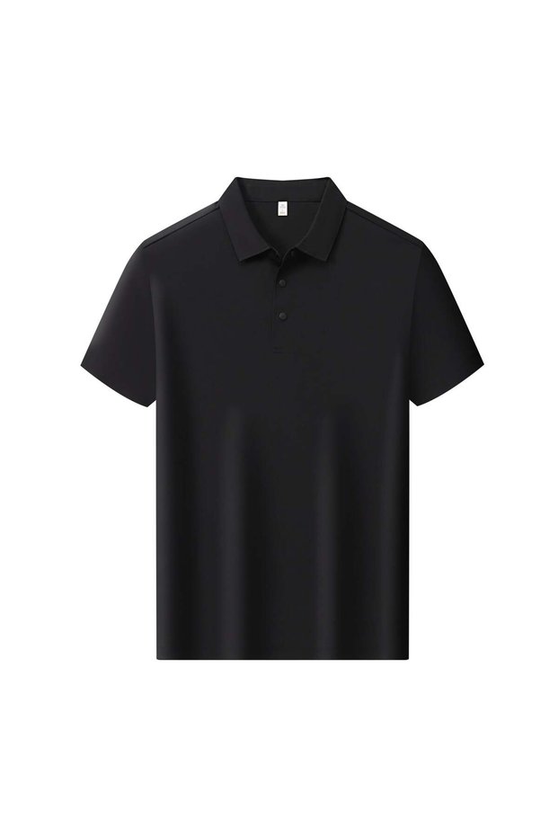 Arw98136 Seri̇ntutan--High Quality Men's Mercerized Polo Collar Tshirt with Snap Fasteners