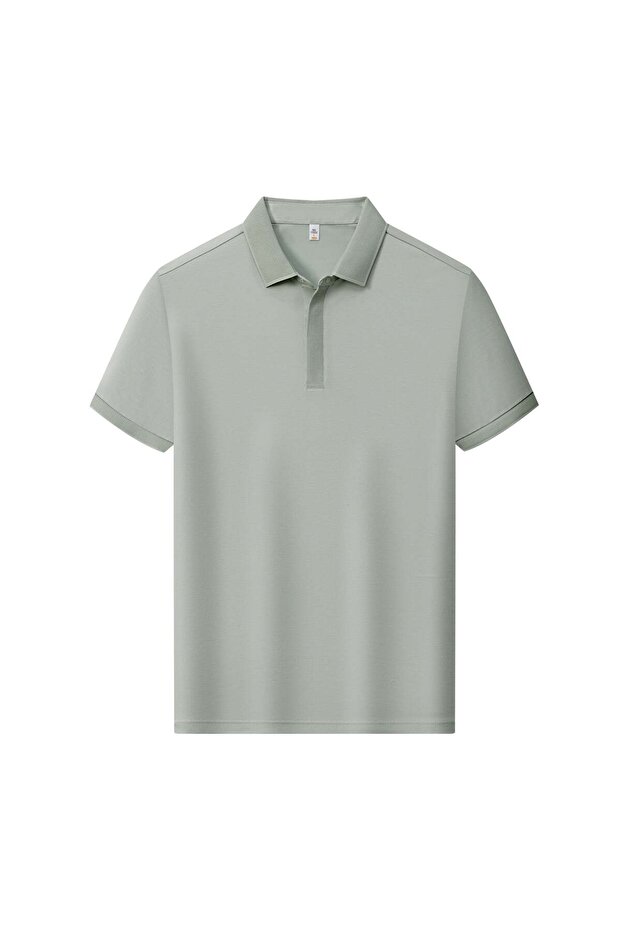 Arw98318 Seri̇ntutan--High Quality Men's Polo Collar Tshirt with Snap Buttons
