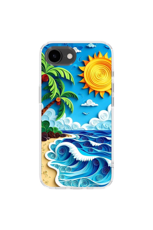 iPhone 17E Compatible Printed Transparent Phone Case | Collection: Summer Beach Tropical