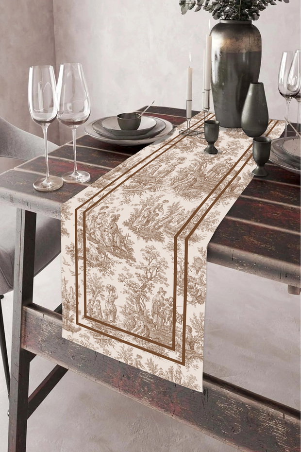 40X140Cm Woven Stain Resistant Printed Thai Feather Fabric Table Cloth Decorative Runner Washable
