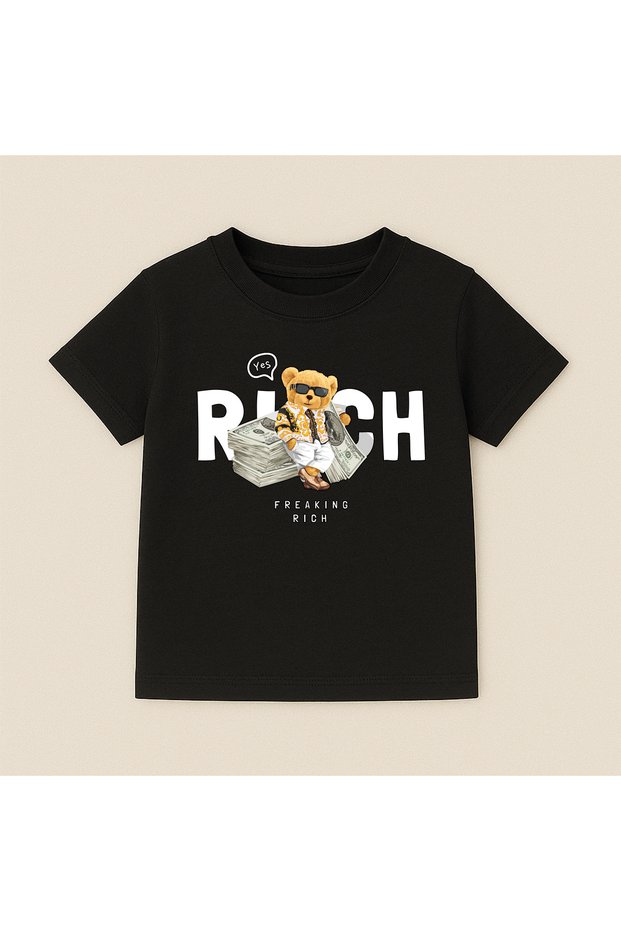 Teddy Bear Printed Crew Neck Cotton Short Sleeve Kids & Youth T-Shirt