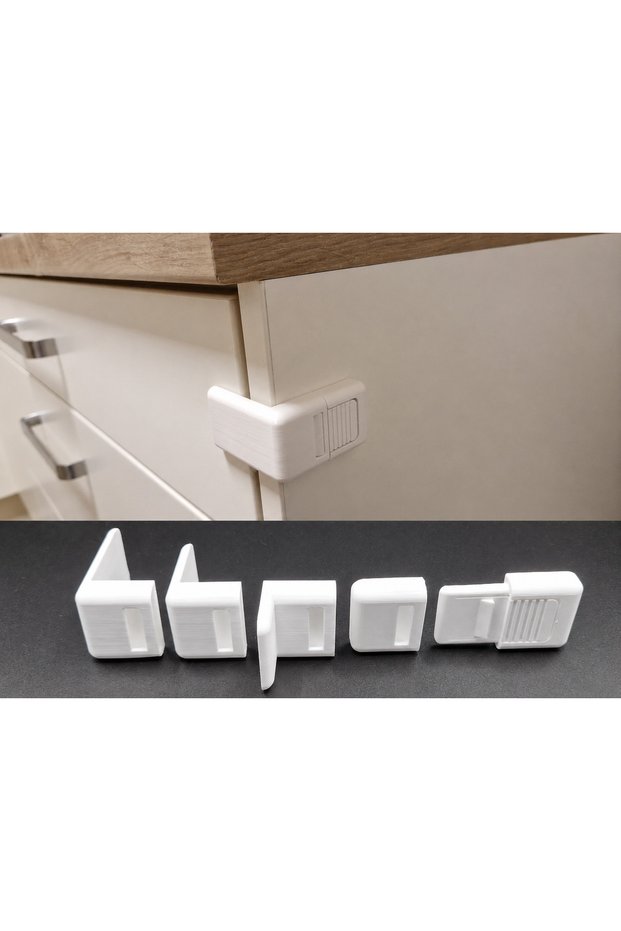 2-Piece Cabinet Drawer Door Stabilizer Safety Lock Furniture Corner Lock