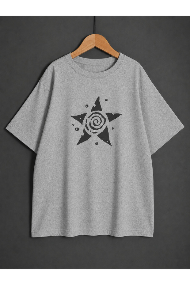 Unisex Y2K Star Spiral Printed Oversized T-Shirt