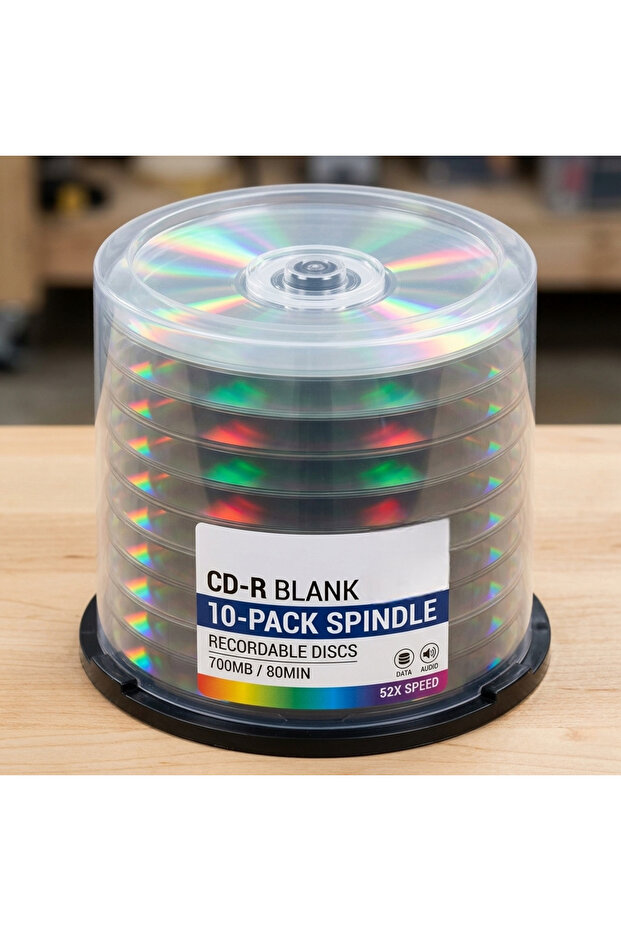 أقراص CD-R فارغة، سعة 700 ميجابايت، سرعة 52X، مدة تسجيل 80 دقيقة، عبوة من 10 قطع
