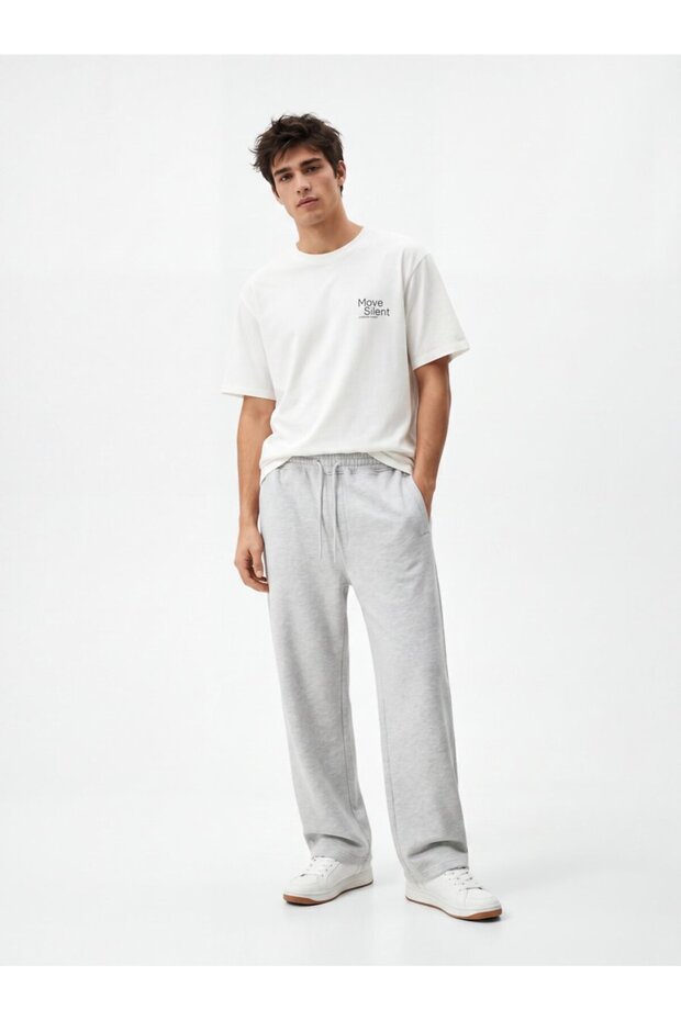 Wide Leg Elastic Waist Gray Tracksuit