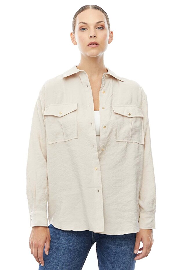 Women's Pocket Detailed Oversize Shirt