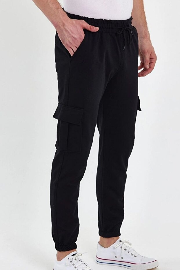 Men's Black Tactical Outdoor Jogger with Elastic Cuffs