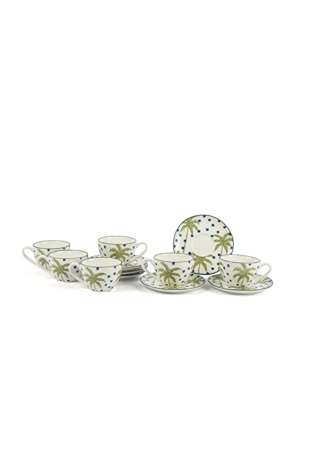 Palm Green Blue 6-Piece Coffee Cup 90Cc