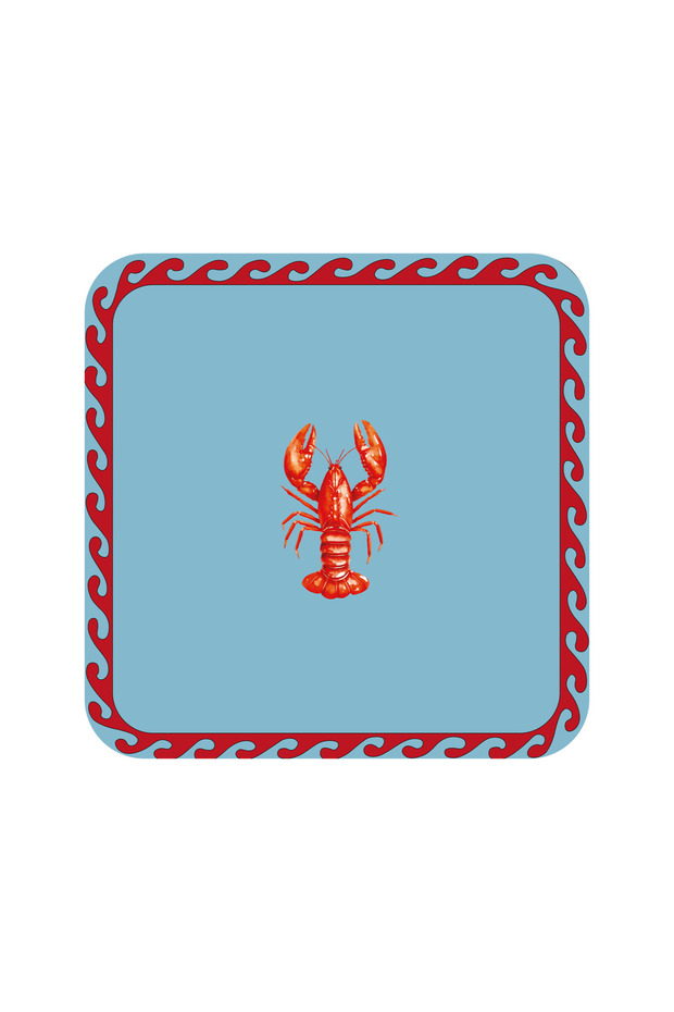 Lobster 6-Piece Glass & Tray Mat Set