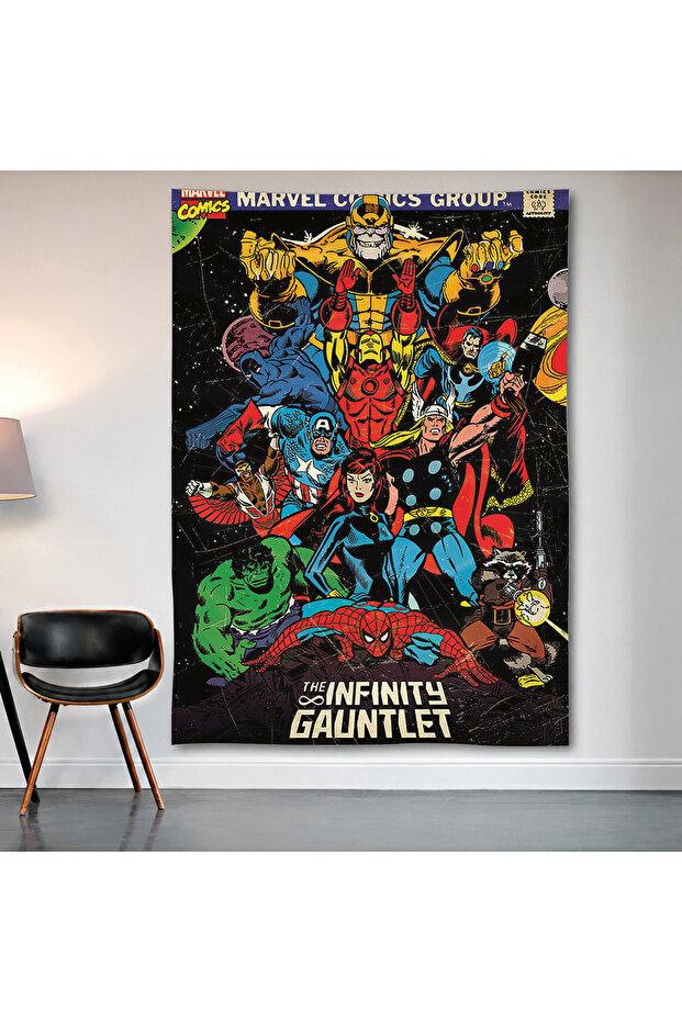 Marvel Infinity Gauntlet Wall Covering Wall Tapestry First Quality Satin Fabric Poster
