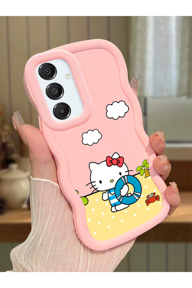 Samsung Galaxy A16 Compatible Case Camera Protector Pink Silicone Couple Phone Case Kitty Pattern