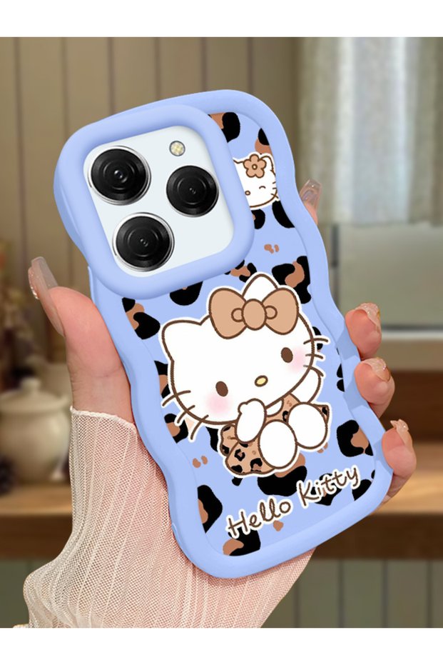 Tecno Spark 20 Pro Compatible Case Camera Protector Blue Silicone Couple Phone Case Kitty Pattern