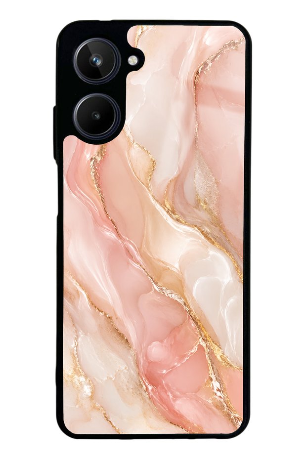 Realme 10 Glossy Phone Case with Blush Gold Marble Design