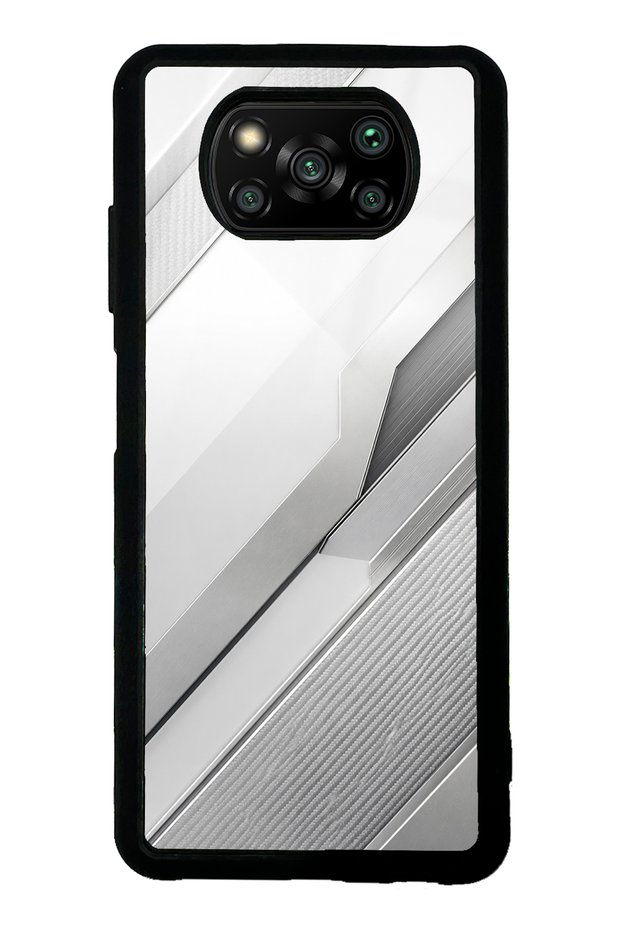 Xiaomi Poco X3 Silver Titanium Edge Design Glossy Phone Case