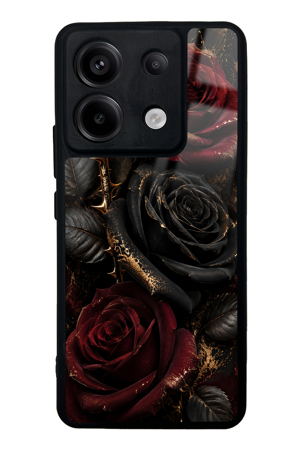 Xiaomi Redmi Note 13 Pro 5g Obsidian Crimson Rose Design Glossy Phone Case