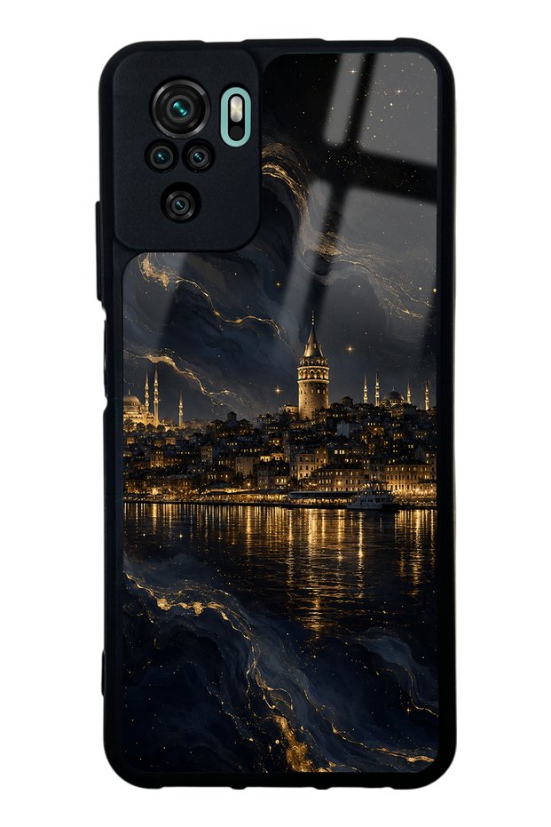 Xiaomi Redmi Note 10 Golden Galata Night Design Glossy Phone Case