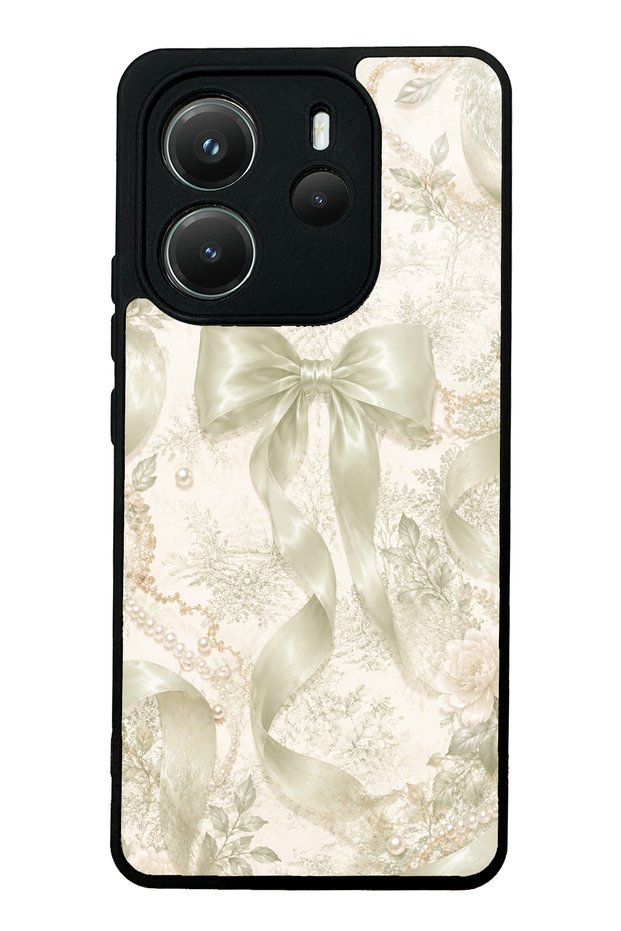 Xiaomi Redmi Note 14 4g Ivory Pearl Bow Design Glossy Phone Case