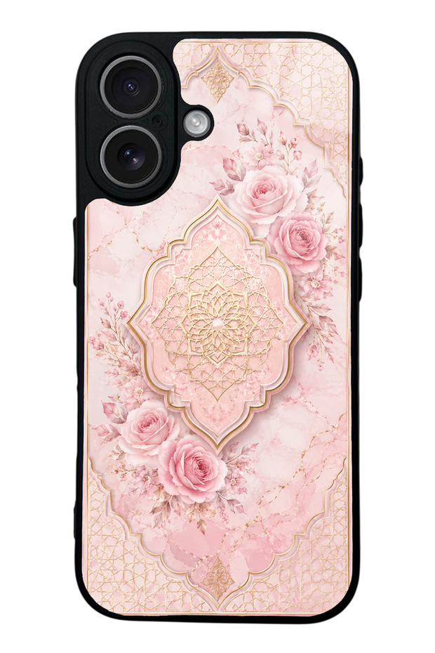 iPhone 17 Glossy Phone Case with Blush Ottoman Rose Design