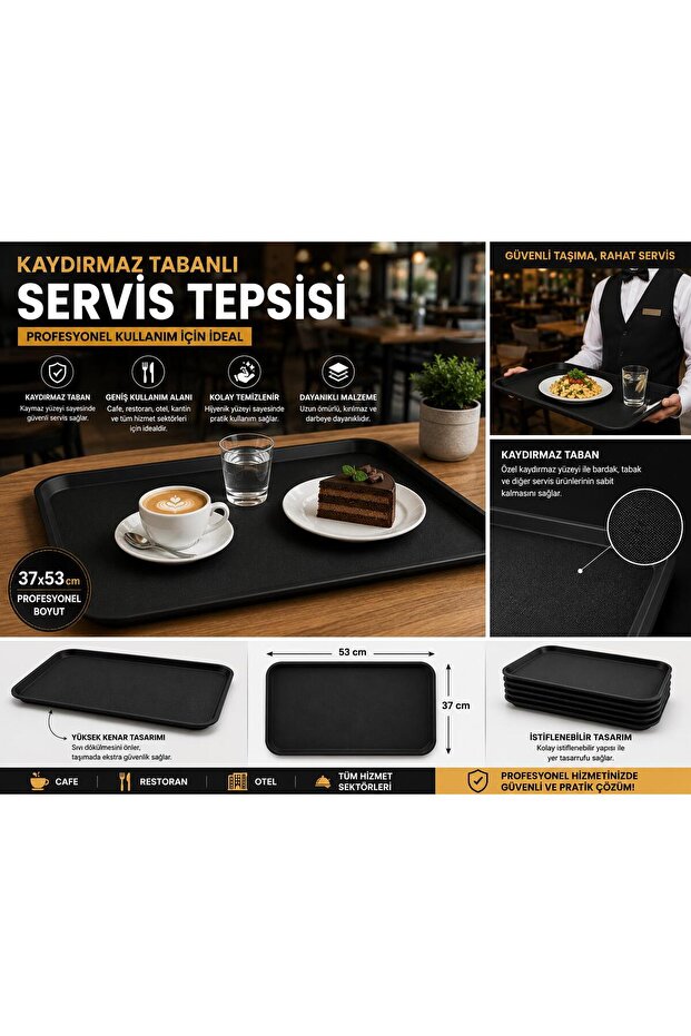 37X53 cm Non-Slip Base Serving Tray (Cafe-Restaurant-Hotel)