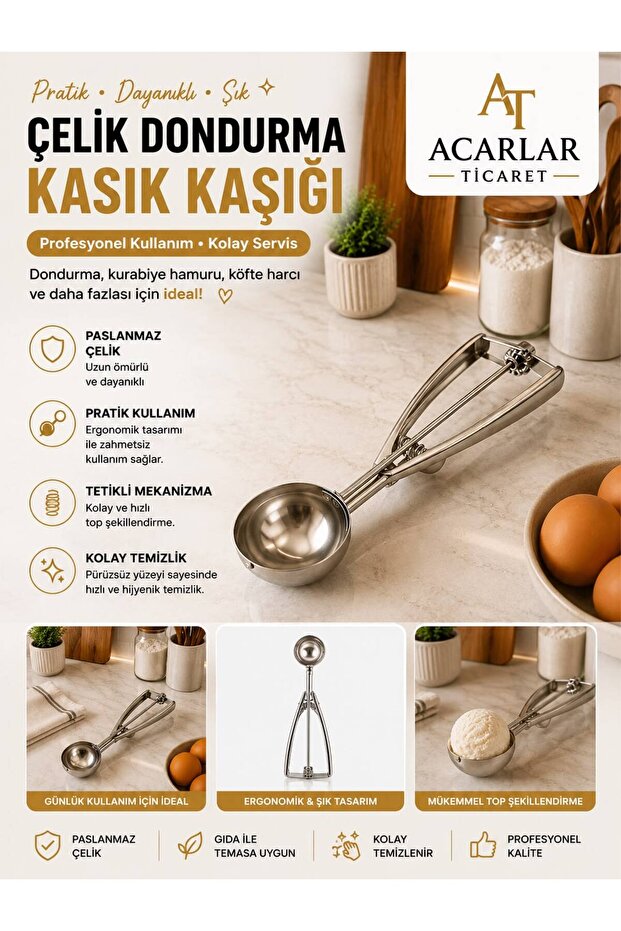 Stainless Steel Ice Cream Scoop Halva Cookie Spoon