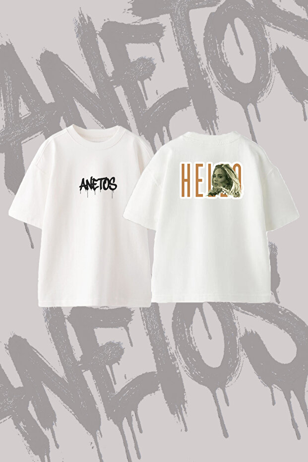 Adele Hello Design Back Printed Cotton White Oversize T-Shirt