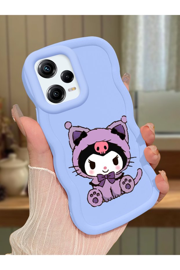 Redmi Note 12 Pro 5g Compatible Case with Camera Protector Blue Silicone Couple Phone Case Kuromi Pattern