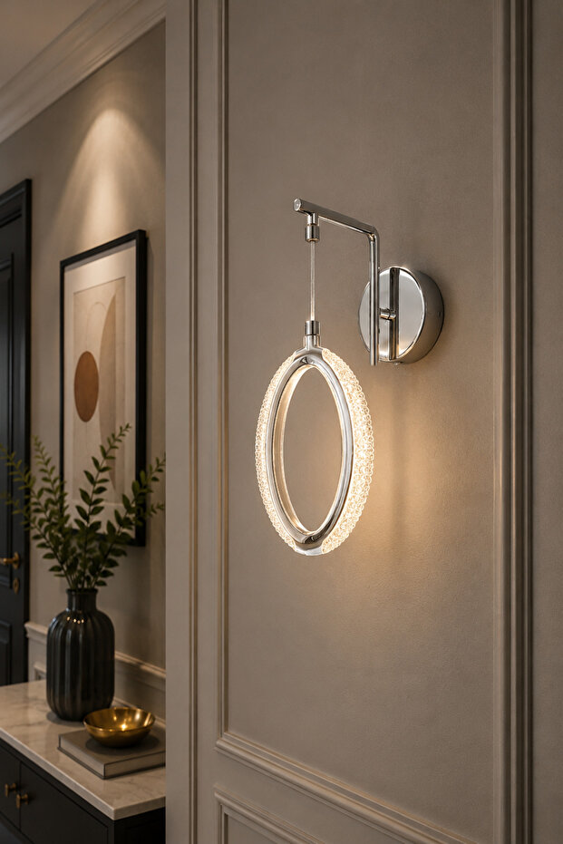 تصميم حديث من دايموند بلون الكروم - إضاءة نهارية - حمام LED - مطبخ - غرفة معيشة - شمعدان حائط LED