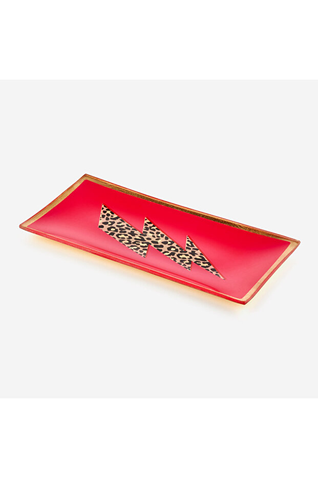 Pink Glass Thunder Tiger Decorative Plate 10X0,8X21 cm