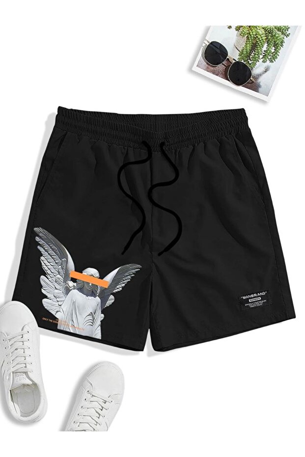 Unisex Oversize Relaxed Fit High Waist Special Design Printed Summer Shorts
