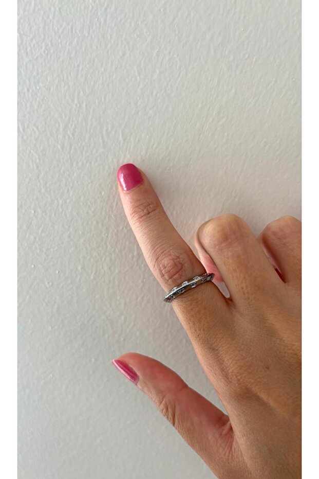 Special Design Mini Stone Ellipse Model Adjustable Steel Silver Ring
