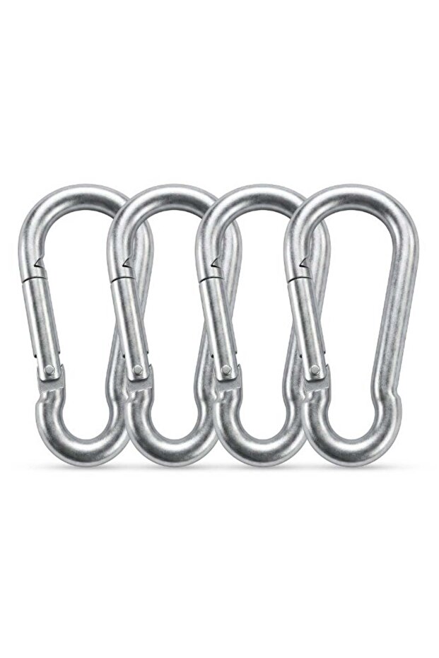 4Pcs 3.1 Inches Galvanized Steel Carabiner Clips, Silver, Spring Snap Hook for Dog Leash, Hammock, Aerial Yoga, Gym Pulldown Attachment, Exercise Machine, Heavy Duty