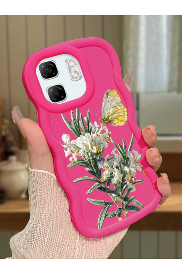 Infinix Hot 50I Compatible Case Camera Protector Red Silicone Couple Phone Case Butterfly Pattern