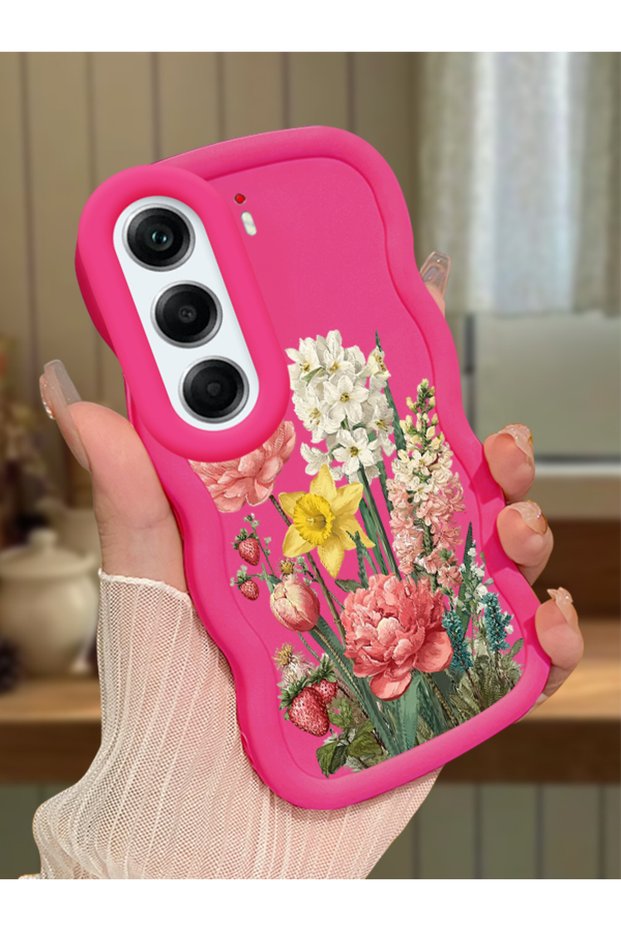 Tecno Camon 40 Pro 5g Compatible Case Camera Protector Red Silicone Couple Phone Case Floral Pattern