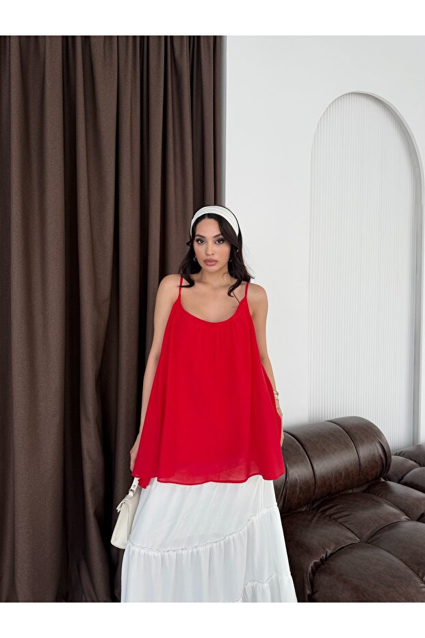 Women's Thin Rope Strap Flowy Loose Summer Stylish Blouse