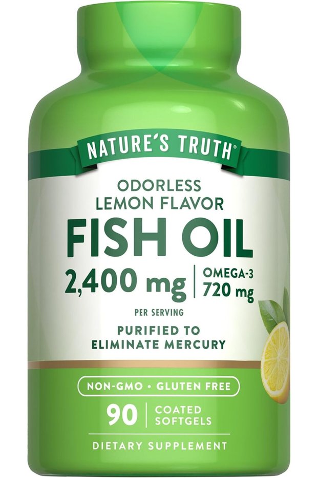 Nature's Truth Fish Oil Omega 3 Supplement | 2400mg | 90 Softgels | Lemon Flavor | Odorless | Non-GMO & Gluten Free