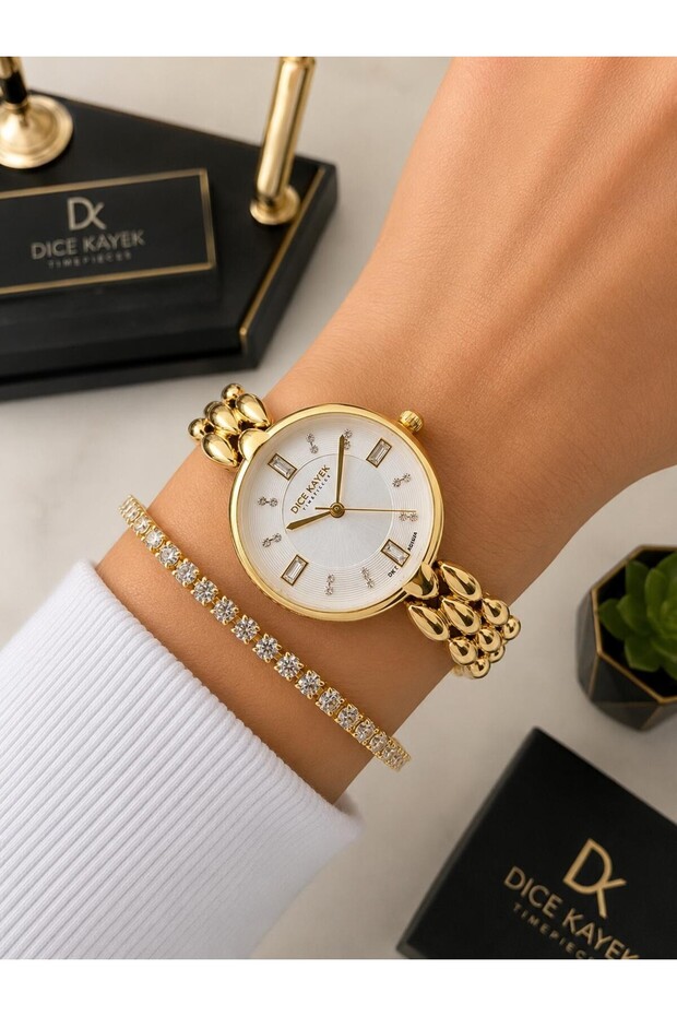 2 Year Warranty Steel Case and Cord 5 Atm Water Resistant Women Wrist Watch+Bracelet 1454.2
