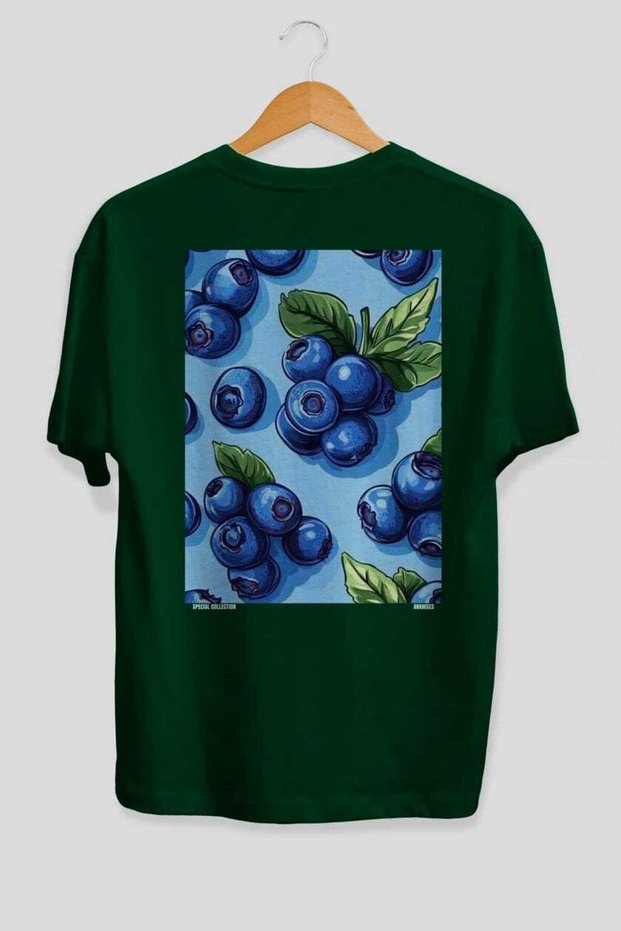 Blueberry 2 Oversize Back Printed Green T-Shirt Unisex 100% Cotton Premium Design Streetwear
