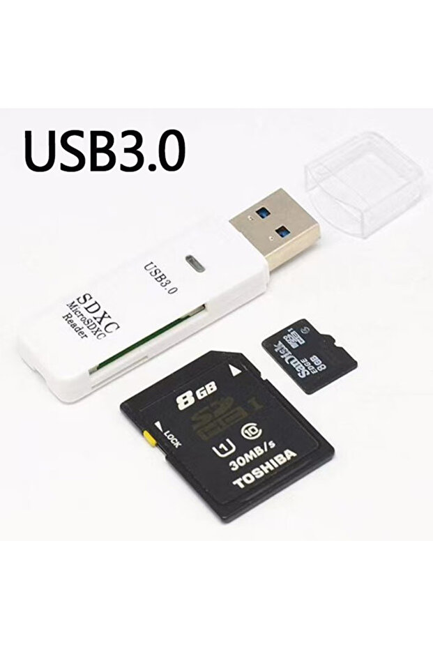 قارئ بطاقات مايكرو SD أبيض اللون، USB 3.0/2.0، سرعة 5 جيجابت في الثانية، قارئ بطاقات SD ثنائي الوظيفة إلى محول USB، لبطاقات SDXC وSDHC